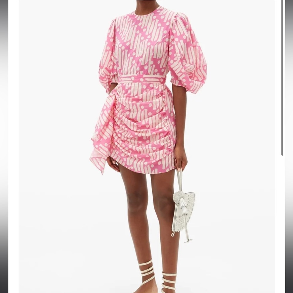 Rhode Pia Dress. Size Small Pink and White Geometric Pattern.